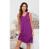 imageWiWi Nightgown for Women Cooling Sleeveless Sleepwear V Neck Sleep Shirt Plus Size Tank Pajamas Dress S4XApurple