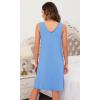 imageWiWi Nightgown for Women Cooling Sleeveless Sleepwear V Neck Sleep Shirt Plus Size Tank Pajamas Dress S4XAsky Blue