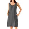 imageWiWi Nightgown for Women Cooling Sleeveless Sleepwear V Neck Sleep Shirt Plus Size Tank Pajamas Dress S4XCcharcoal