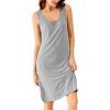 imageWiWi Nightgown for Women Cooling Sleeveless Sleepwear V Neck Sleep Shirt Plus Size Tank Pajamas Dress S4XCheather Grey