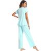 imageWiWi Viscose from Bamboo Pajama Sets for Women Soft Pjs Loungewear Short Sleeve Top with Pants Sleepwear Pajamas SXXLAaqua