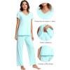 imageWiWi Viscose from Bamboo Pajama Sets for Women Soft Pjs Loungewear Short Sleeve Top with Pants Sleepwear Pajamas SXXLAaqua