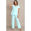 imageWiWi Viscose from Bamboo Pajama Sets for Women Soft Pjs Loungewear Short Sleeve Top with Pants Sleepwear Pajamas SXXLAaqua