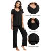 imageWiWi Viscose from Bamboo Pajama Sets for Women Soft Pjs Loungewear Short Sleeve Top with Pants Sleepwear Pajamas SXXLAblack