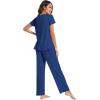 imageWiWi Viscose from Bamboo Pajama Sets for Women Soft Pjs Loungewear Short Sleeve Top with Pants Sleepwear Pajamas SXXLAblue Depth