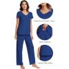 imageWiWi Viscose from Bamboo Pajama Sets for Women Soft Pjs Loungewear Short Sleeve Top with Pants Sleepwear Pajamas SXXLAblue Depth