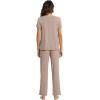 imageWiWi Viscose from Bamboo Pajama Sets for Women Soft Pjs Loungewear Short Sleeve Top with Pants Sleepwear Pajamas SXXLAcamel