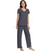 imageWiWi Viscose from Bamboo Pajama Sets for Women Soft Pjs Loungewear Short Sleeve Top with Pants Sleepwear Pajamas SXXLAcharcoal