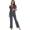 imageWiWi Viscose from Bamboo Pajama Sets for Women Soft Pjs Loungewear Short Sleeve Top with Pants Sleepwear Pajamas SXXLAcharcoal
