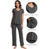 imageWiWi Viscose from Bamboo Pajama Sets for Women Soft Pjs Loungewear Short Sleeve Top with Pants Sleepwear Pajamas SXXLAcharcoal Heather