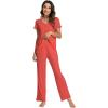 imageWiWi Viscose from Bamboo Pajama Sets for Women Soft Pjs Loungewear Short Sleeve Top with Pants Sleepwear Pajamas SXXLAcoral