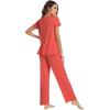 imageWiWi Viscose from Bamboo Pajama Sets for Women Soft Pjs Loungewear Short Sleeve Top with Pants Sleepwear Pajamas SXXLAcoral