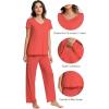 imageWiWi Viscose from Bamboo Pajama Sets for Women Soft Pjs Loungewear Short Sleeve Top with Pants Sleepwear Pajamas SXXLAcoral