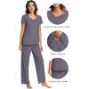 imageWiWi Viscose from Bamboo Pajama Sets for Women Soft Pjs Loungewear Short Sleeve Top with Pants Sleepwear Pajamas SXXLAdark Grey