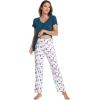 imageWiWi Viscose from Bamboo Pajama Sets for Women Soft Pjs Loungewear Short Sleeve Top with Pants Sleepwear Pajamas SXXLAdark Pink Dots