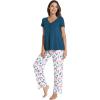 imageWiWi Viscose from Bamboo Pajama Sets for Women Soft Pjs Loungewear Short Sleeve Top with Pants Sleepwear Pajamas SXXLAdark Pink Dots