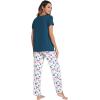 imageWiWi Viscose from Bamboo Pajama Sets for Women Soft Pjs Loungewear Short Sleeve Top with Pants Sleepwear Pajamas SXXLAdark Pink Dots