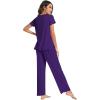 imageWiWi Viscose from Bamboo Pajama Sets for Women Soft Pjs Loungewear Short Sleeve Top with Pants Sleepwear Pajamas SXXLAdark Purple