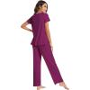 imageWiWi Viscose from Bamboo Pajama Sets for Women Soft Pjs Loungewear Short Sleeve Top with Pants Sleepwear Pajamas SXXLAdark Reddish Purple