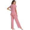 imageWiWi Viscose from Bamboo Pajama Sets for Women Soft Pjs Loungewear Short Sleeve Top with Pants Sleepwear Pajamas SXXLAdusty Rose