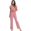 imageWiWi Viscose from Bamboo Pajama Sets for Women Soft Pjs Loungewear Short Sleeve Top with Pants Sleepwear Pajamas SXXLAdusty Rose