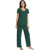 imageWiWi Viscose from Bamboo Pajama Sets for Women Soft Pjs Loungewear Short Sleeve Top with Pants Sleepwear Pajamas SXXLAfence Green