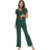 imageWiWi Viscose from Bamboo Pajama Sets for Women Soft Pjs Loungewear Short Sleeve Top with Pants Sleepwear Pajamas SXXLAfence Green