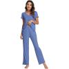 imageWiWi Viscose from Bamboo Pajama Sets for Women Soft Pjs Loungewear Short Sleeve Top with Pants Sleepwear Pajamas SXXLAfog Blue