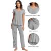 imageWiWi Viscose from Bamboo Pajama Sets for Women Soft Pjs Loungewear Short Sleeve Top with Pants Sleepwear Pajamas SXXLAheather Grey