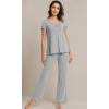 imageWiWi Viscose from Bamboo Pajama Sets for Women Soft Pjs Loungewear Short Sleeve Top with Pants Sleepwear Pajamas SXXLAheather Grey