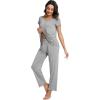 imageWiWi Viscose from Bamboo Pajama Sets for Women Soft Pjs Loungewear Short Sleeve Top with Pants Sleepwear Pajamas SXXLAheather Grey
