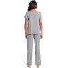 imageWiWi Viscose from Bamboo Pajama Sets for Women Soft Pjs Loungewear Short Sleeve Top with Pants Sleepwear Pajamas SXXLAheather Grey
