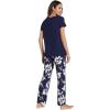 imageWiWi Viscose from Bamboo Pajama Sets for Women Soft Pjs Loungewear Short Sleeve Top with Pants Sleepwear Pajamas SXXLAnavy Floral