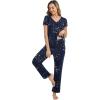 imageWiWi Viscose from Bamboo Pajama Sets for Women Soft Pjs Loungewear Short Sleeve Top with Pants Sleepwear Pajamas SXXLAnavy Stars