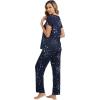 imageWiWi Viscose from Bamboo Pajama Sets for Women Soft Pjs Loungewear Short Sleeve Top with Pants Sleepwear Pajamas SXXLAnavy Stars
