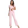 imageWiWi Viscose from Bamboo Pajama Sets for Women Soft Pjs Loungewear Short Sleeve Top with Pants Sleepwear Pajamas SXXLApink
