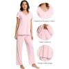 imageWiWi Viscose from Bamboo Pajama Sets for Women Soft Pjs Loungewear Short Sleeve Top with Pants Sleepwear Pajamas SXXLApink