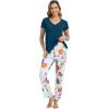 imageWiWi Viscose from Bamboo Pajama Sets for Women Soft Pjs Loungewear Short Sleeve Top with Pants Sleepwear Pajamas SXXLApumpkin