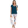 imageWiWi Viscose from Bamboo Pajama Sets for Women Soft Pjs Loungewear Short Sleeve Top with Pants Sleepwear Pajamas SXXLApumpkin