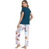 imageWiWi Viscose from Bamboo Pajama Sets for Women Soft Pjs Loungewear Short Sleeve Top with Pants Sleepwear Pajamas SXXLApumpkin