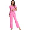 imageWiWi Viscose from Bamboo Pajama Sets for Women Soft Pjs Loungewear Short Sleeve Top with Pants Sleepwear Pajamas SXXLAraspberry Pink
