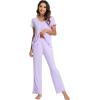 imageWiWi Viscose from Bamboo Pajama Sets for Women Soft Pjs Loungewear Short Sleeve Top with Pants Sleepwear Pajamas SXXLAtaro Purple