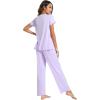 imageWiWi Viscose from Bamboo Pajama Sets for Women Soft Pjs Loungewear Short Sleeve Top with Pants Sleepwear Pajamas SXXLAtaro Purple