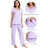imageWiWi Viscose from Bamboo Pajama Sets for Women Soft Pjs Loungewear Short Sleeve Top with Pants Sleepwear Pajamas SXXLAtaro Purple