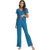 imageWiWi Viscose from Bamboo Pajama Sets for Women Soft Pjs Loungewear Short Sleeve Top with Pants Sleepwear Pajamas SXXLAteal Blue