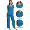 imageWiWi Viscose from Bamboo Pajama Sets for Women Soft Pjs Loungewear Short Sleeve Top with Pants Sleepwear Pajamas SXXLAteal Blue