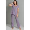imageWiWi Viscose from Bamboo Pajama Sets for Women Soft Pjs Loungewear Short Sleeve Top with Pants Sleepwear Pajamas SXXLAviolet