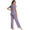imageWiWi Viscose from Bamboo Pajama Sets for Women Soft Pjs Loungewear Short Sleeve Top with Pants Sleepwear Pajamas SXXLAviolet