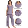 imageWiWi Viscose from Bamboo Pajama Sets for Women Soft Pjs Loungewear Short Sleeve Top with Pants Sleepwear Pajamas SXXLAviolet