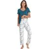 imageWiWi Viscose from Bamboo Pajama Sets for Women Soft Pjs Loungewear Short Sleeve Top with Pants Sleepwear Pajamas SXXLAwhiteGreen Dots